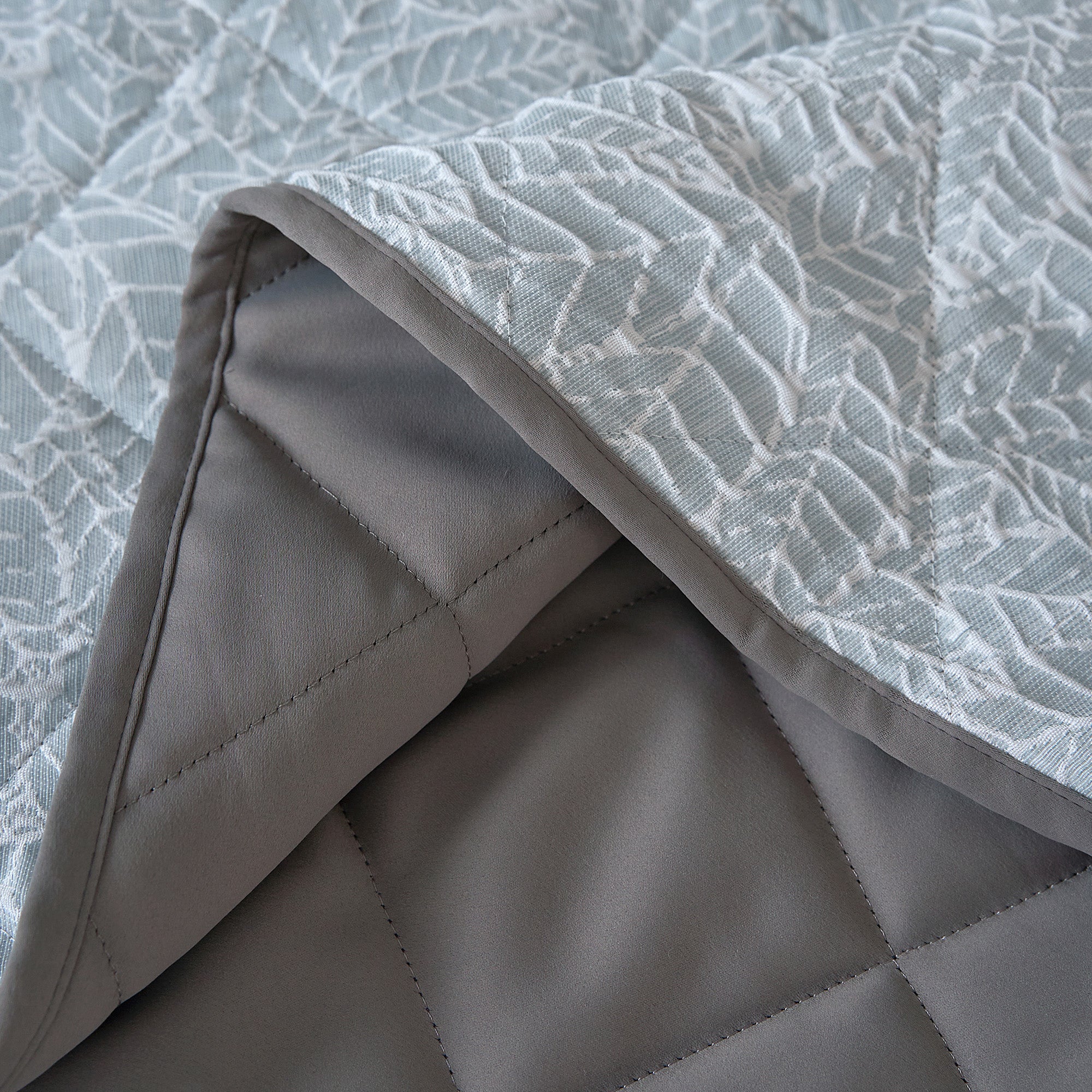 Velosso Luxury Jacquard Quilted Duck Egg Bedspread Set - Image 3
