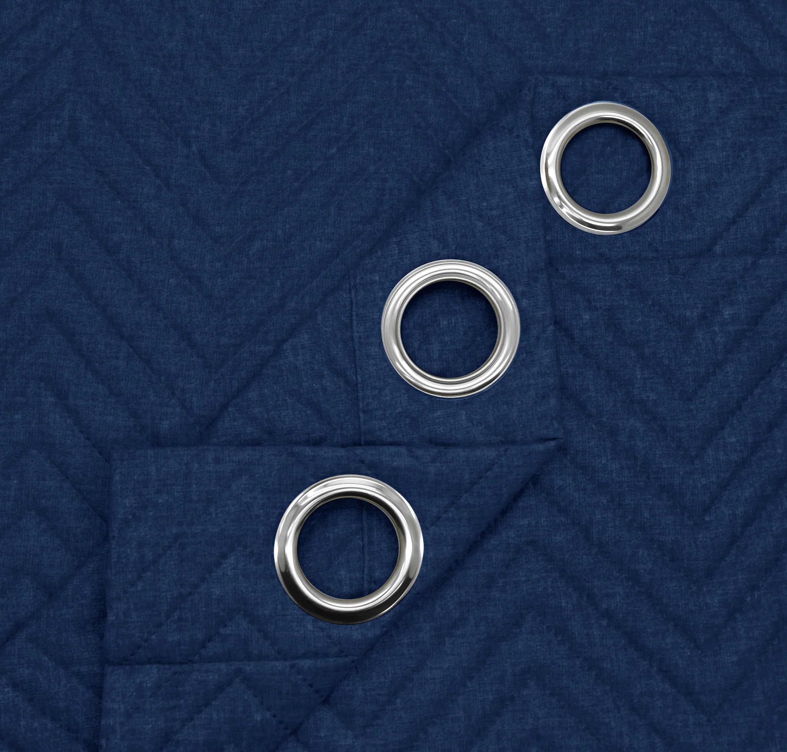 Velosso Chevron Navy Eyelet Thermal Door Curtain - Image 2