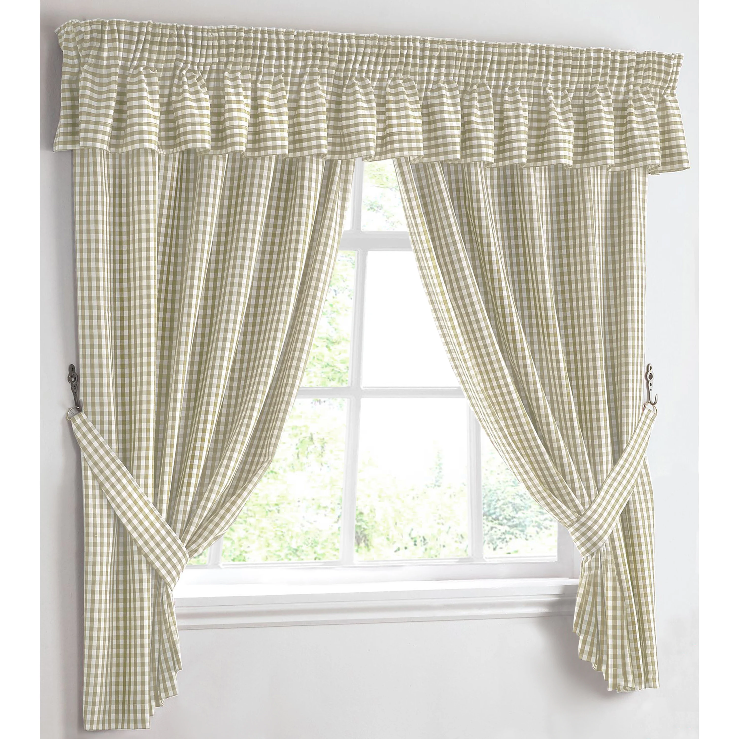 Kitchen Trends Cream Gingham Check Kitchen Curtains