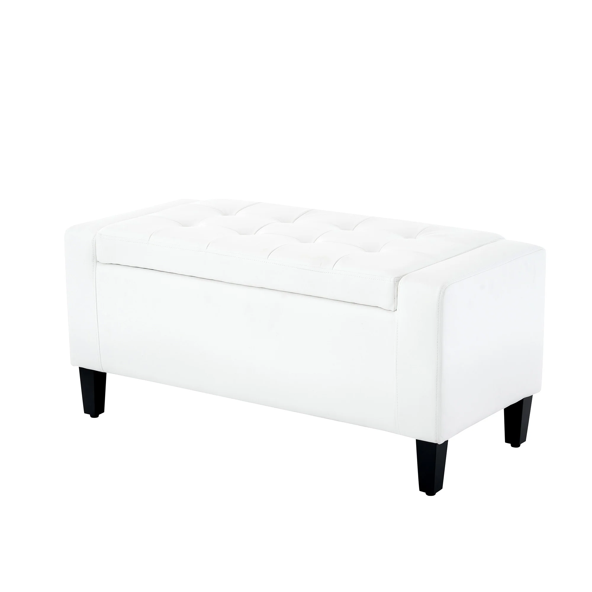 Home Republic Faux Leather White Ottoman Storage Bench - Image 7