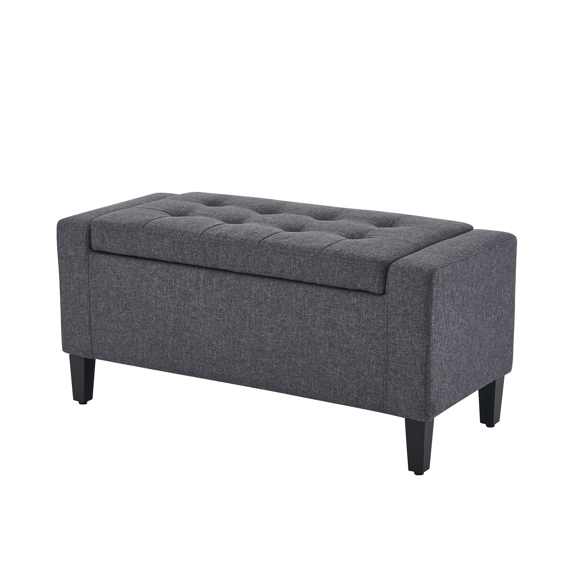 Home Republic Luna Velvet Grey Ottoman Storage Bench - Image 3