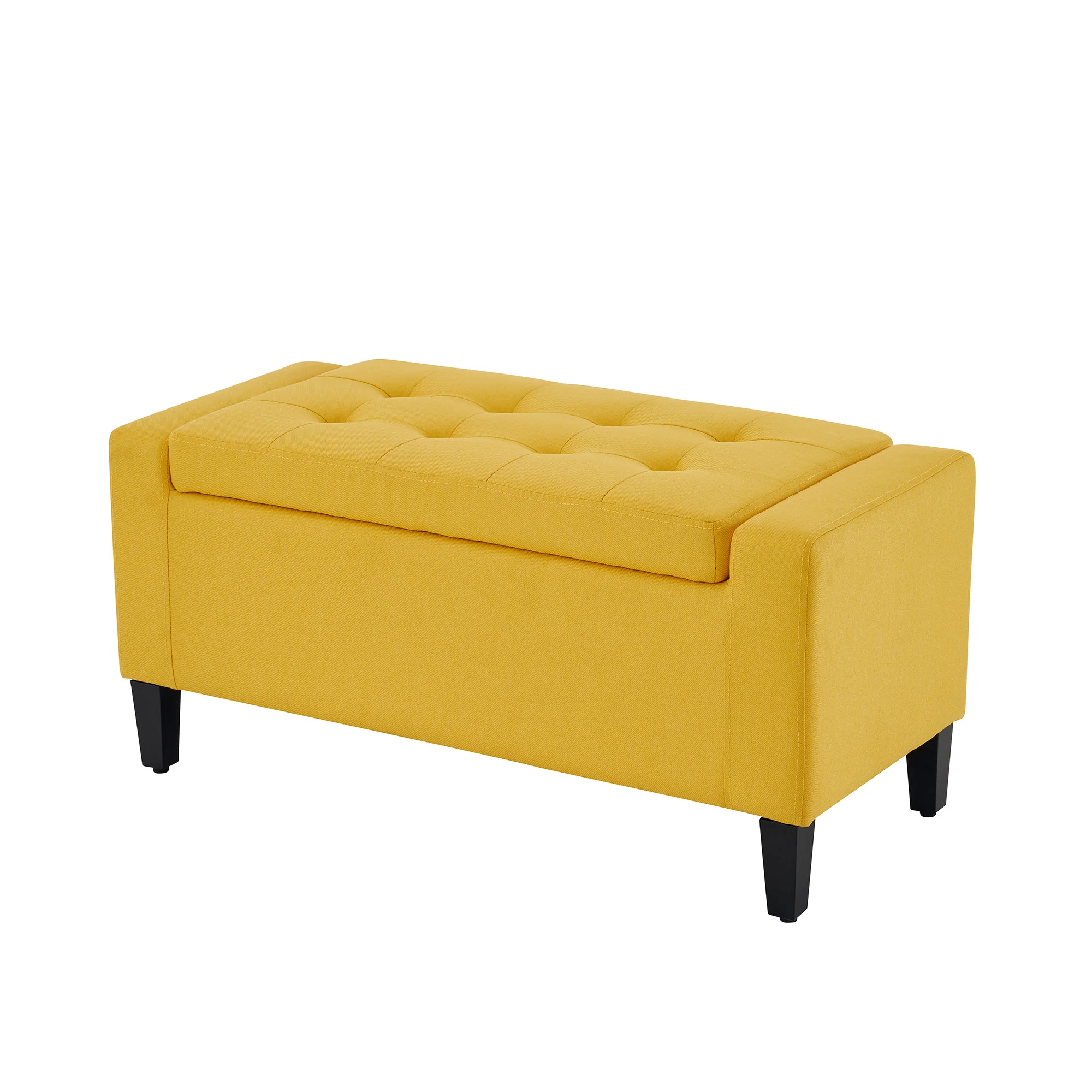 Home Republic Linen Ochre Ottoman Storage Bench - Image 3
