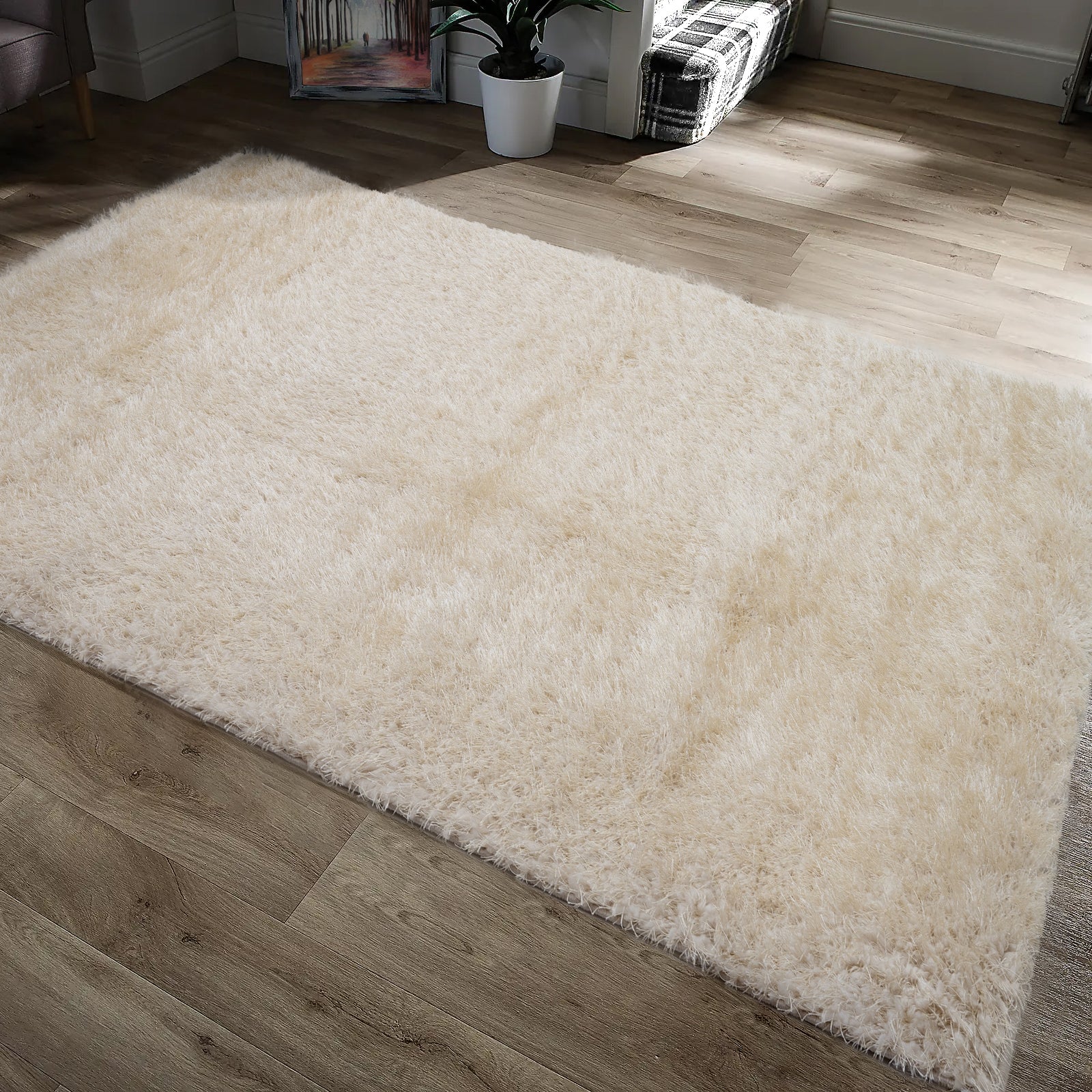 Home Republic Majestic Cream Shaggy Floor Rug