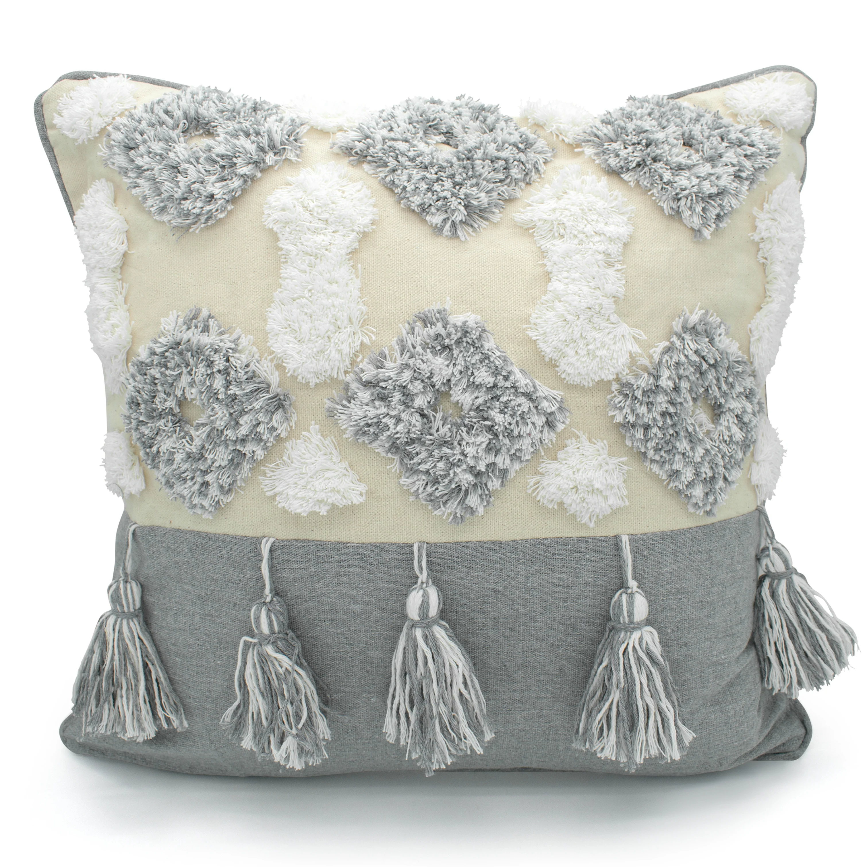 Intimates Alta Tassel Heavy Tuft Grey Cushion Cover