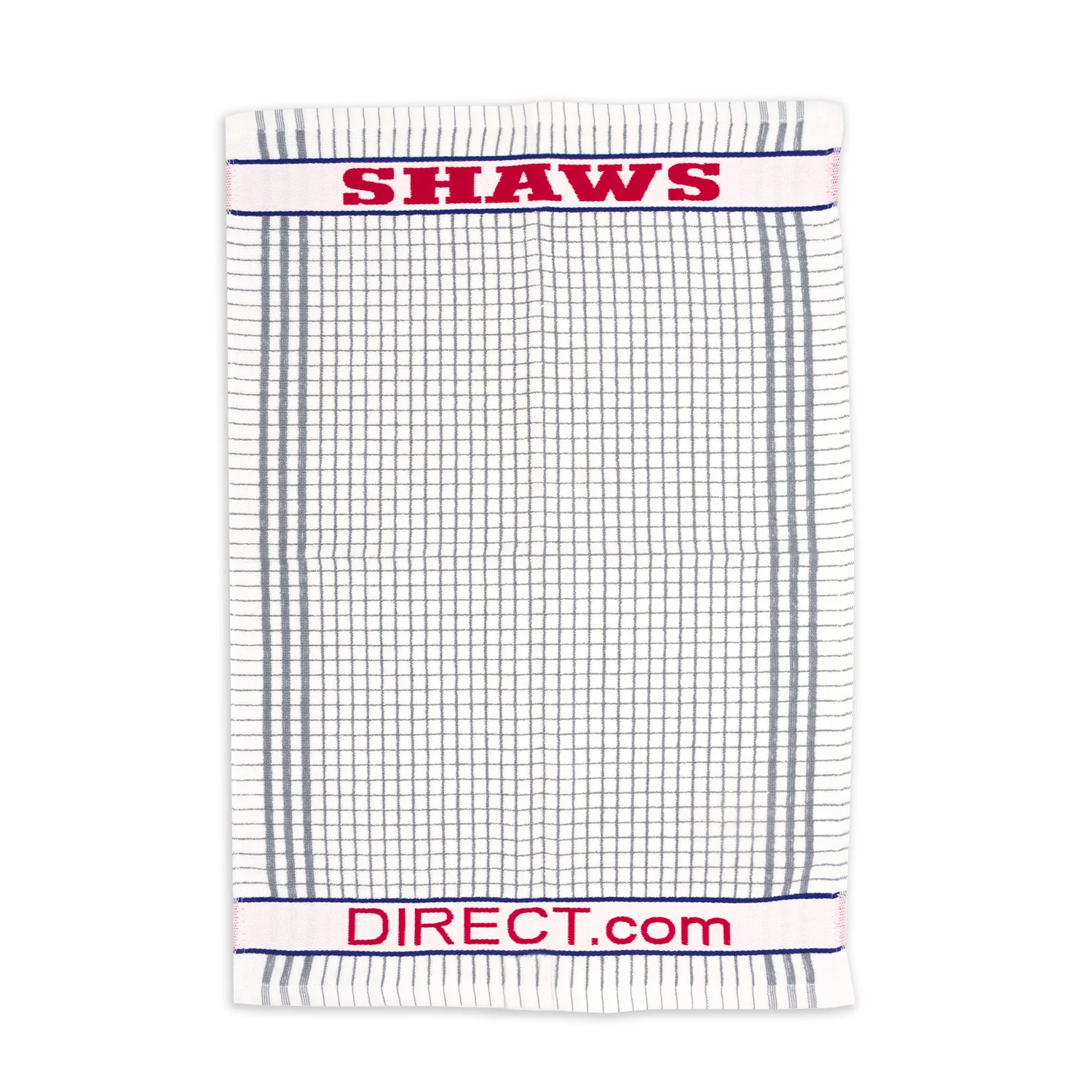 Shaws Large Woven Grey Checked Tea Towel - Image 2