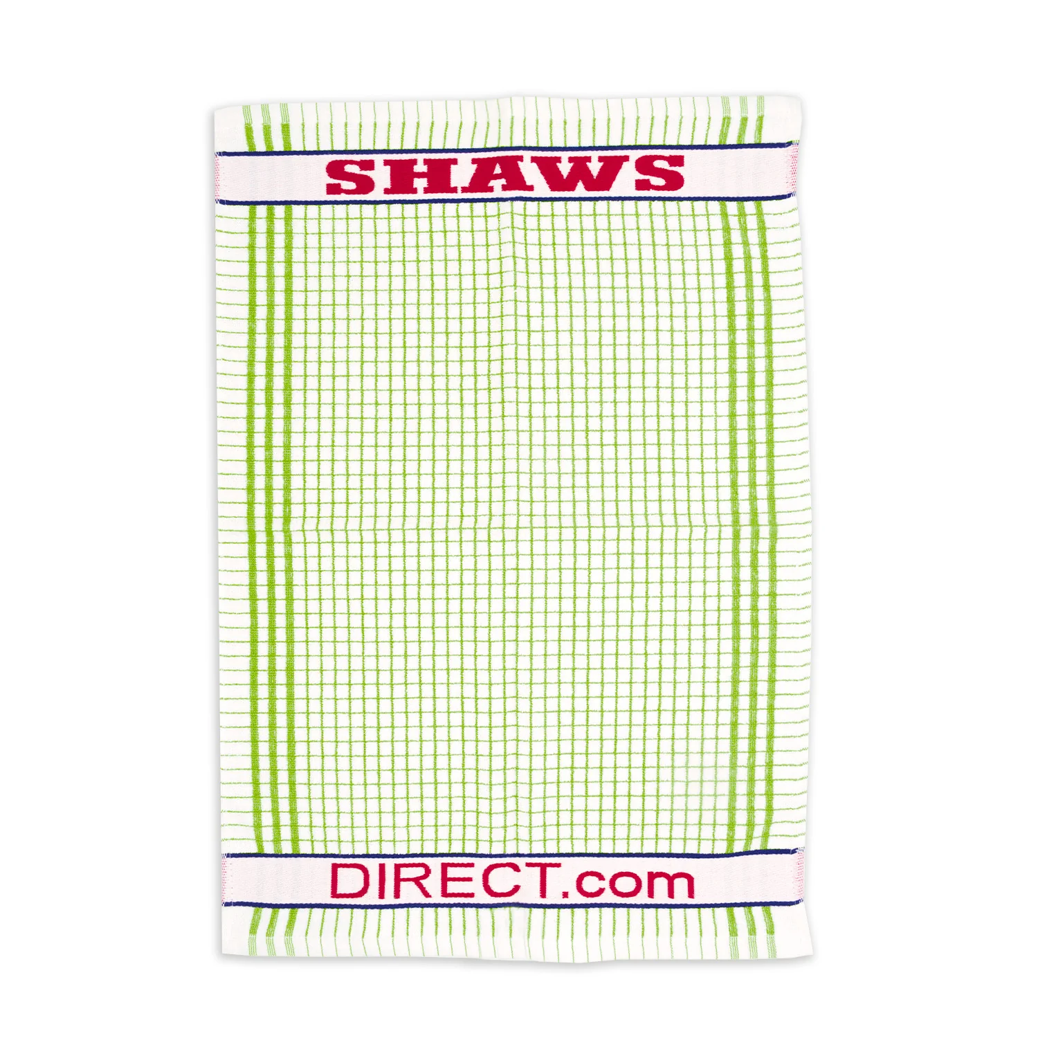 Shaws Large Woven Lime Checked Tea Towel - Image 2