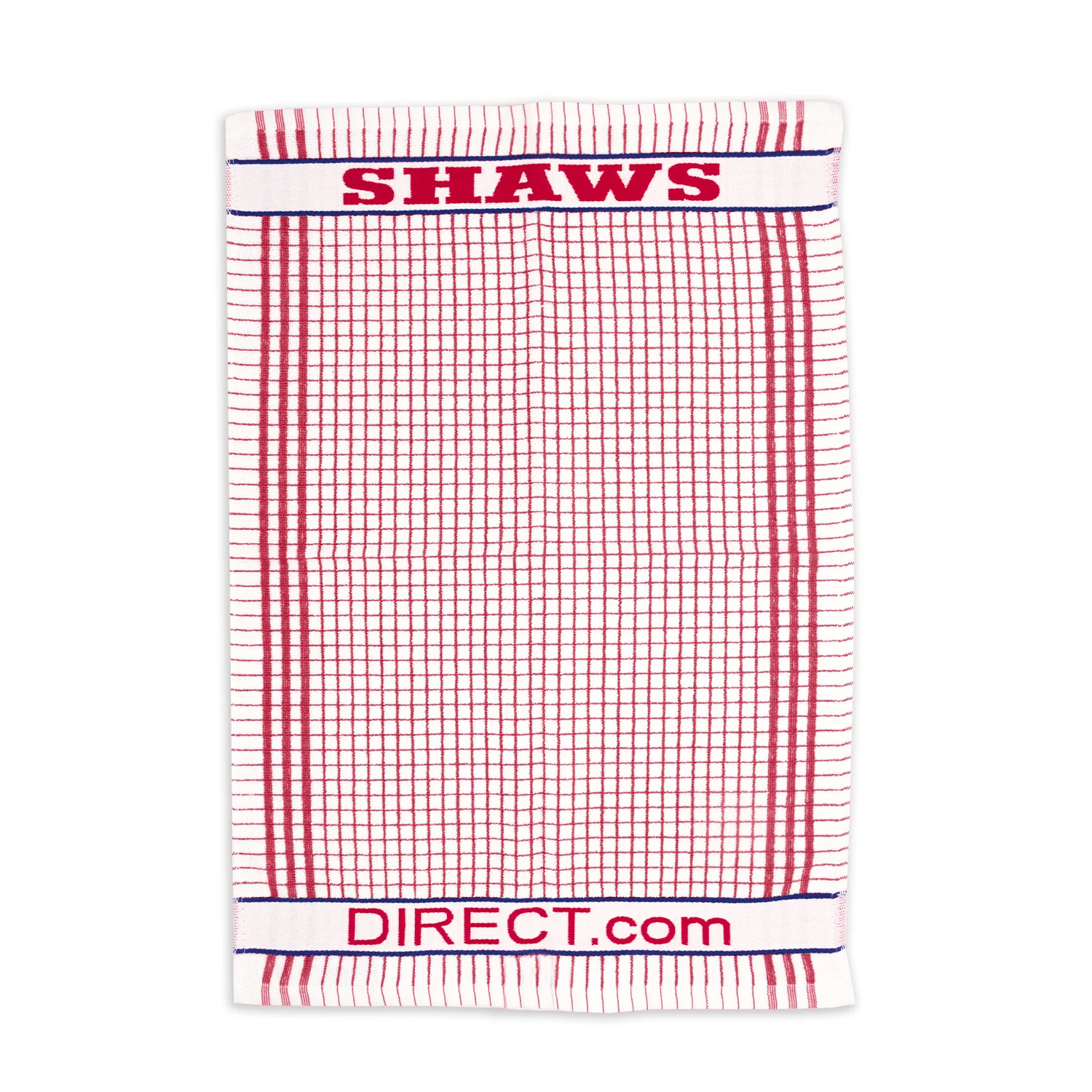 Shaws Large Woven Pink Checked Tea Towel - Image 2
