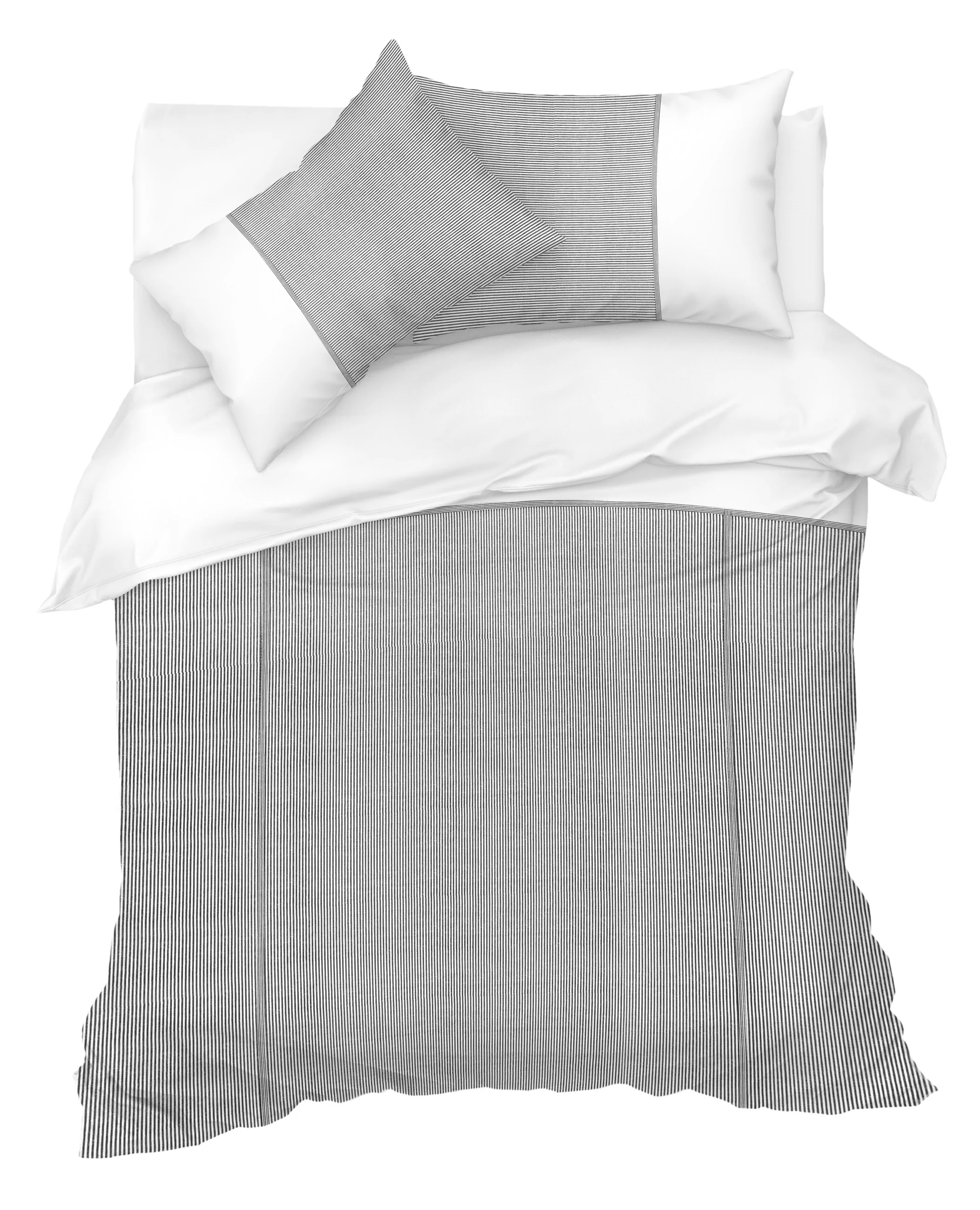 Sweet Dreams Lincoln Striped Black Pleated Duvet Cover & Pillowcase Set - Image 4