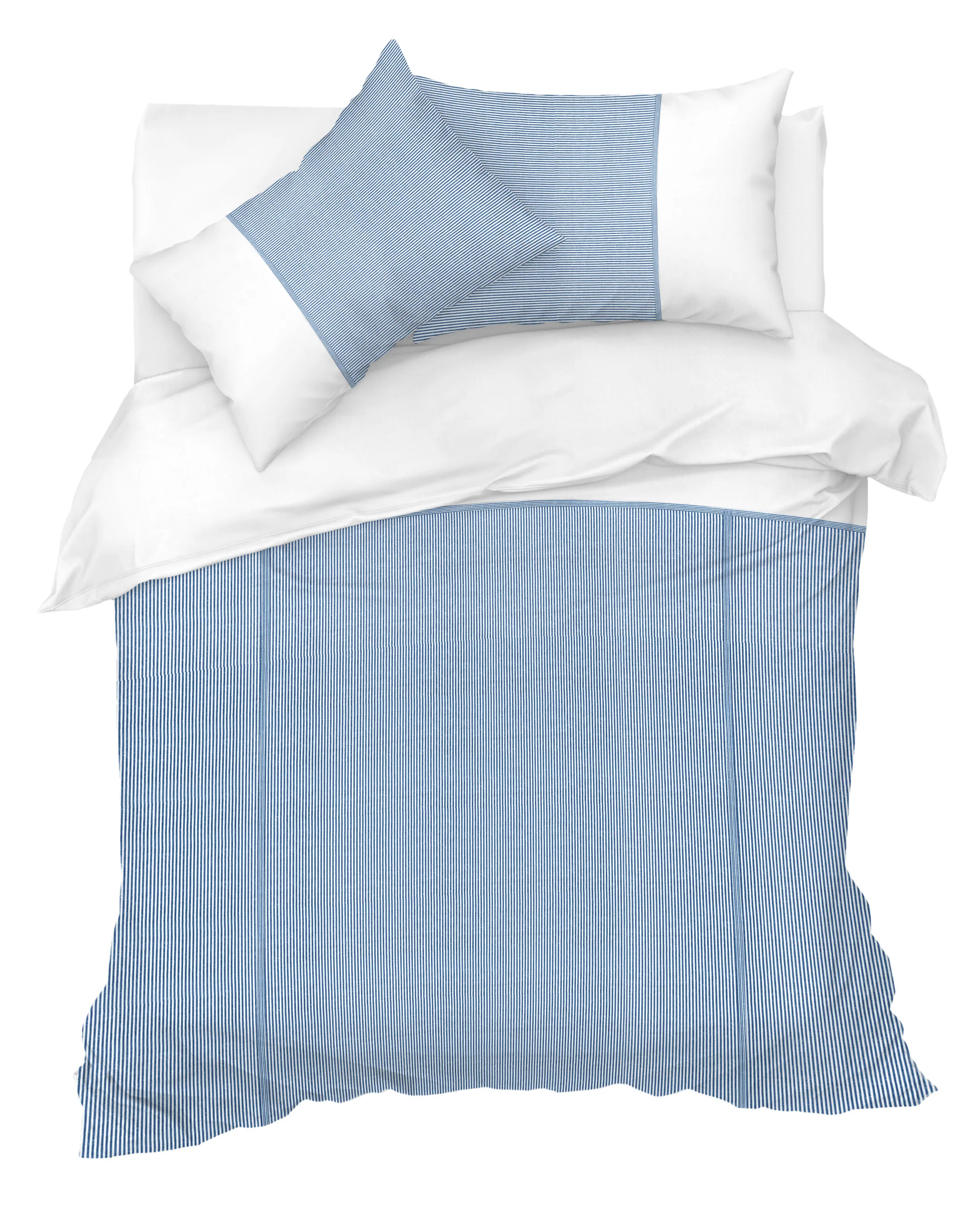 Sweet Dreams Lincoln Striped Blue Pleated Duvet Cover & Pillowcase Set - Image 4