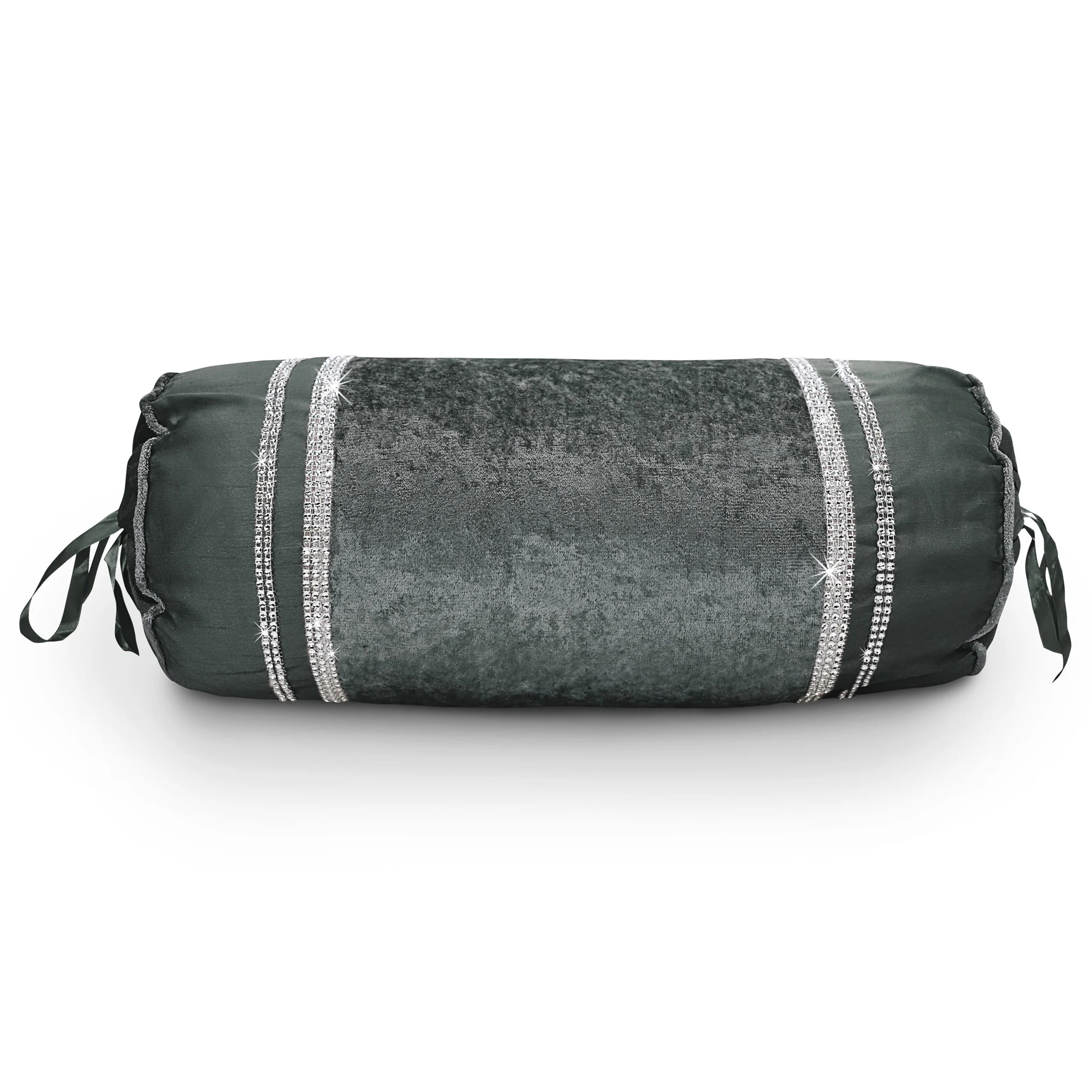 Intimates Luxury Topaz Crushed Velvet Diamante Charcoal Neckroll