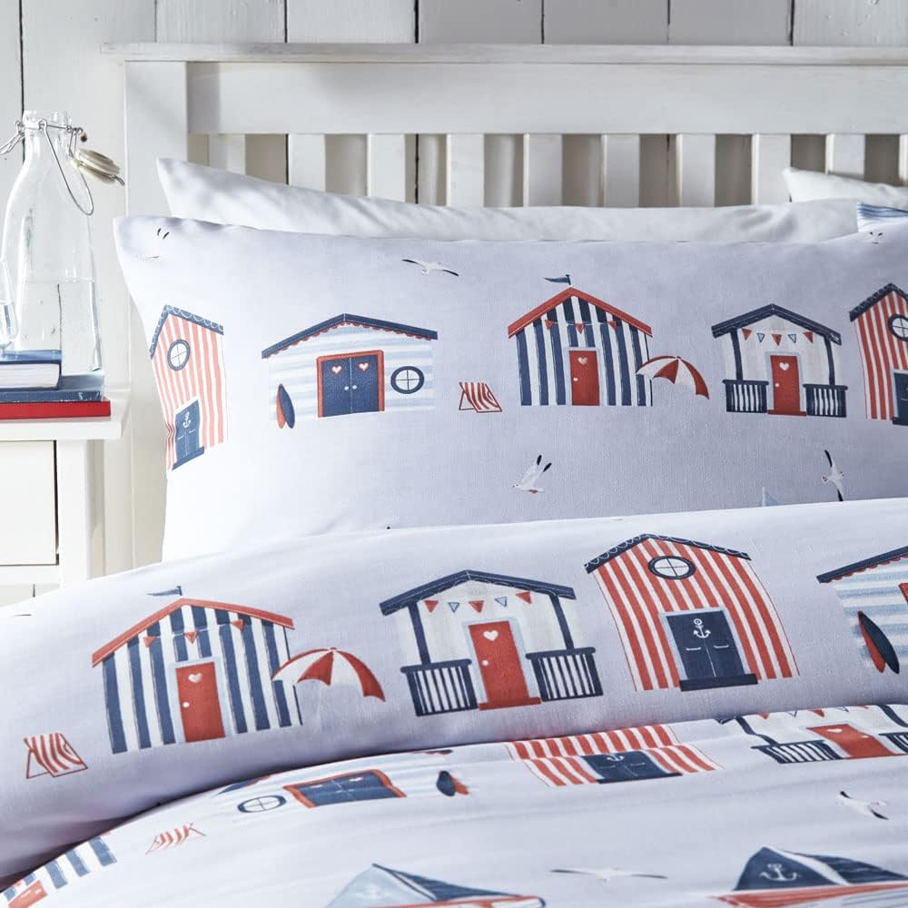 Velosso Beach Huts Reversible Duvet Cover & Pillowcase Set - Image 2