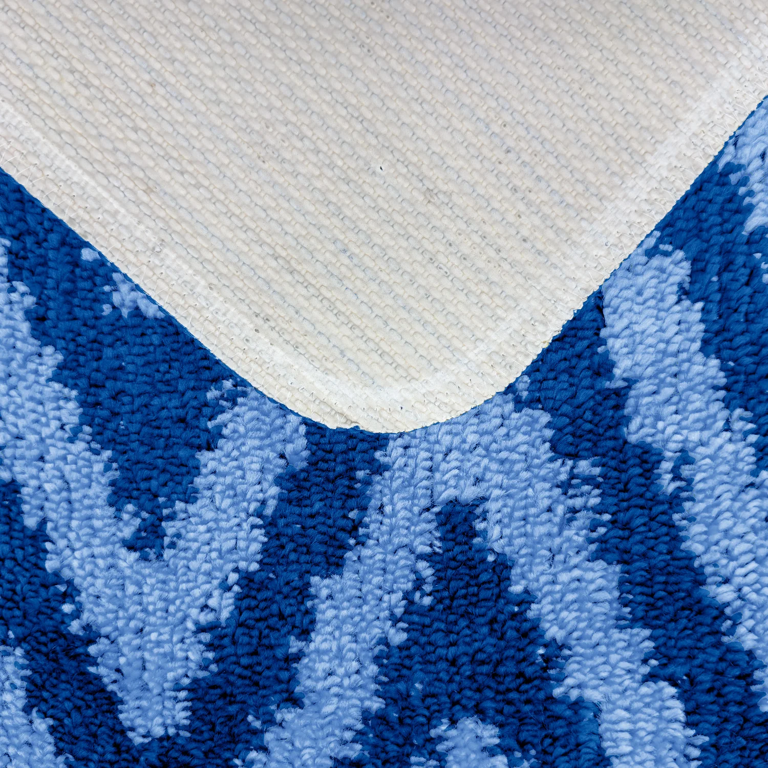 Velosso Chevron Stripe Non Slip Bath Mat Set - Blue - Image 2