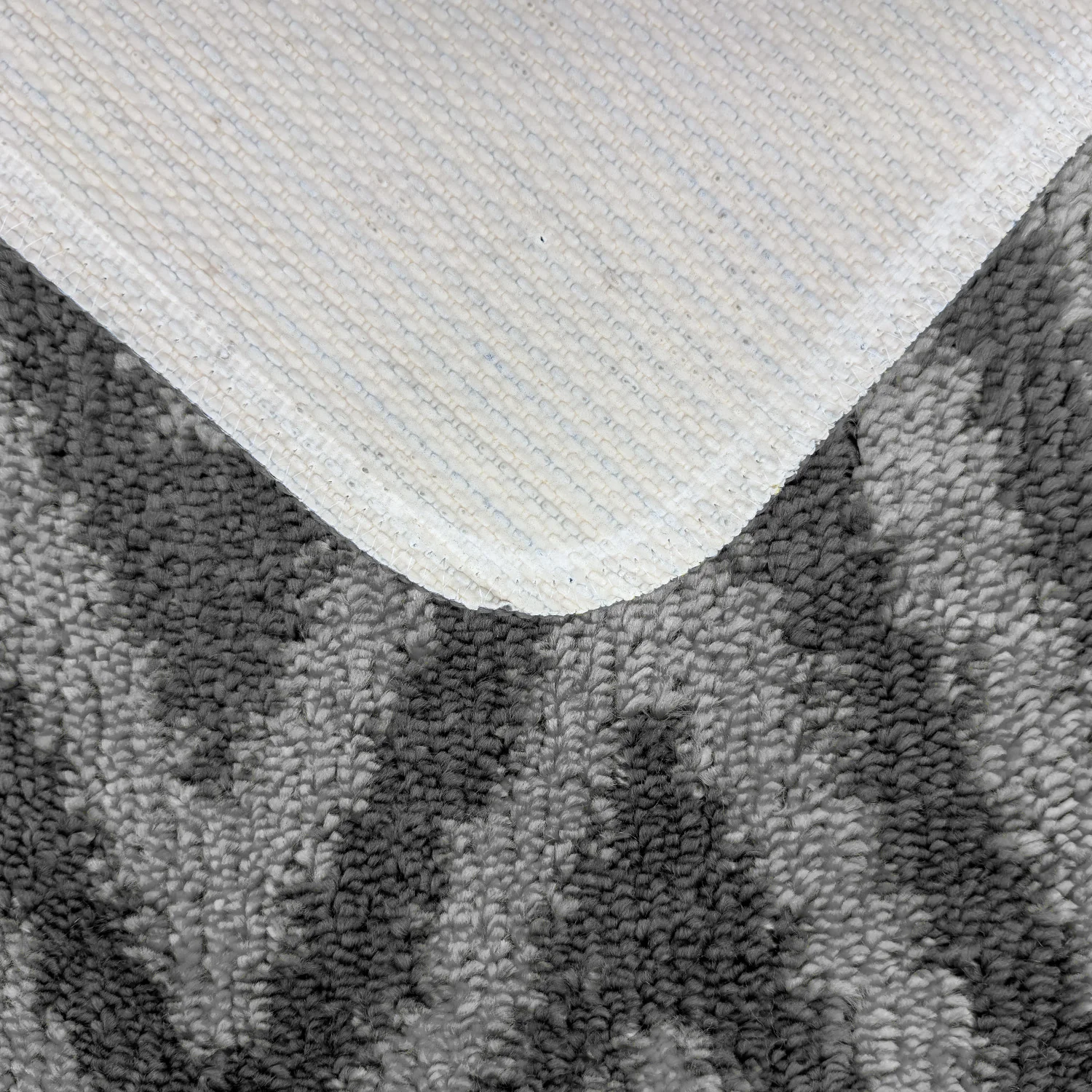 Velosso Chevron Stripe Non Slip Bath Mat Set - Grey - Image 3