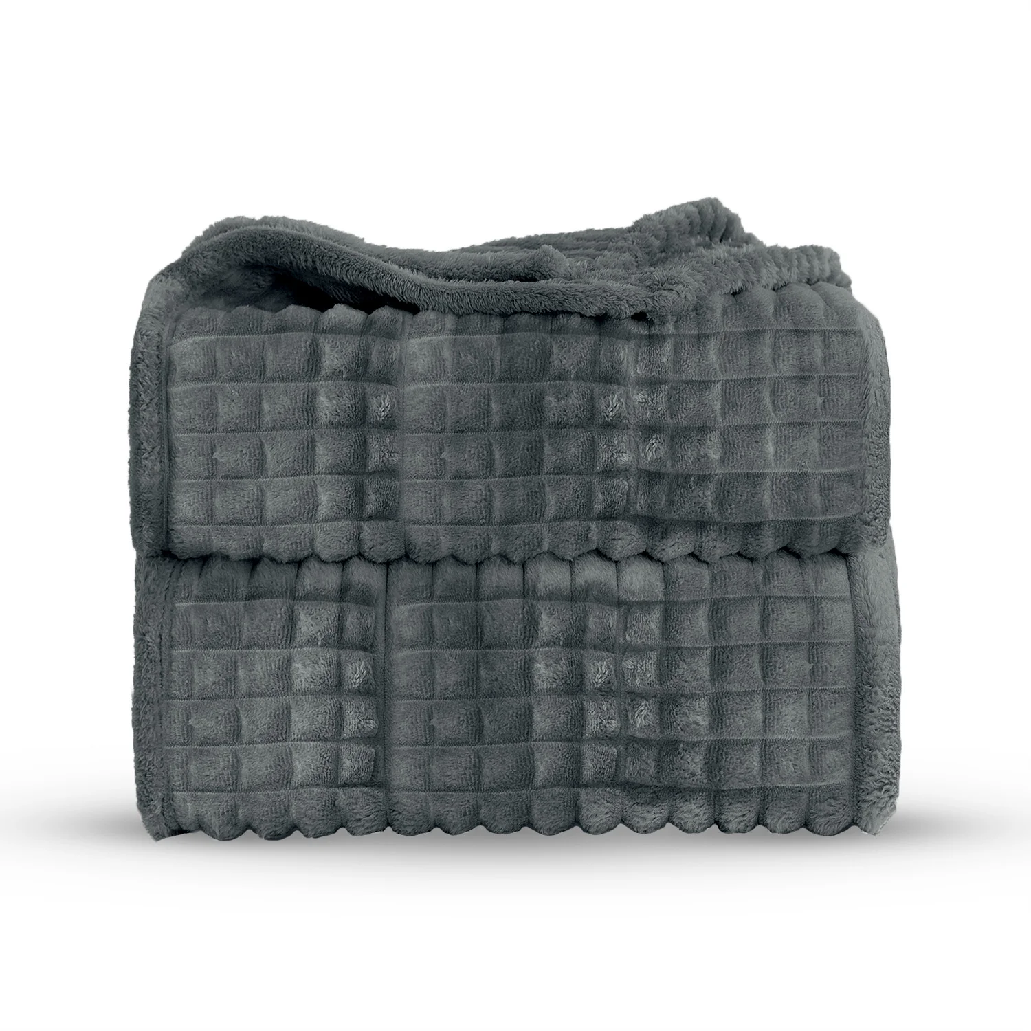 Velosso Super Chunky Waffle Plush Soft Blanket - Charcoal - Image 2