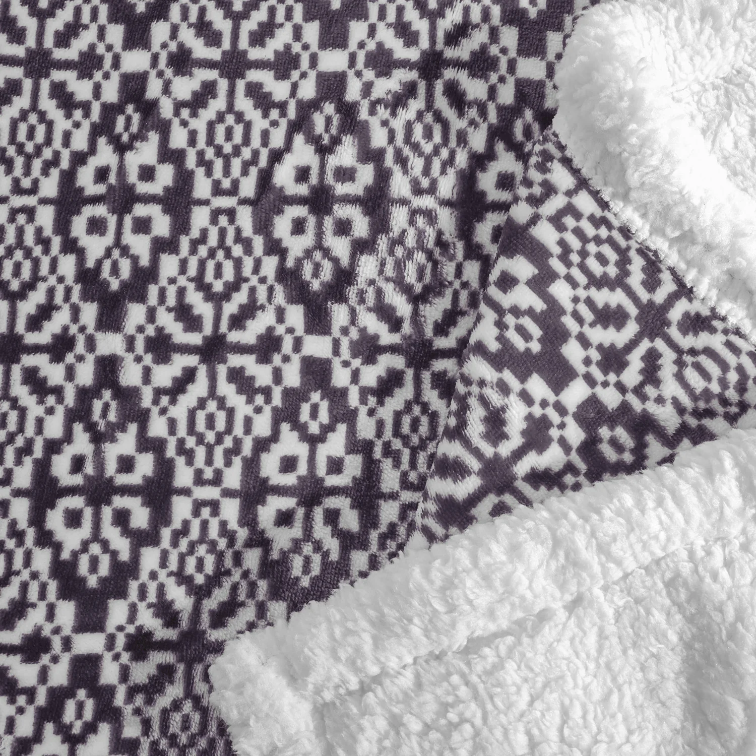 Velosso Luxury Aztec Sherpa Reverse Throw - Charcoal - Image 3