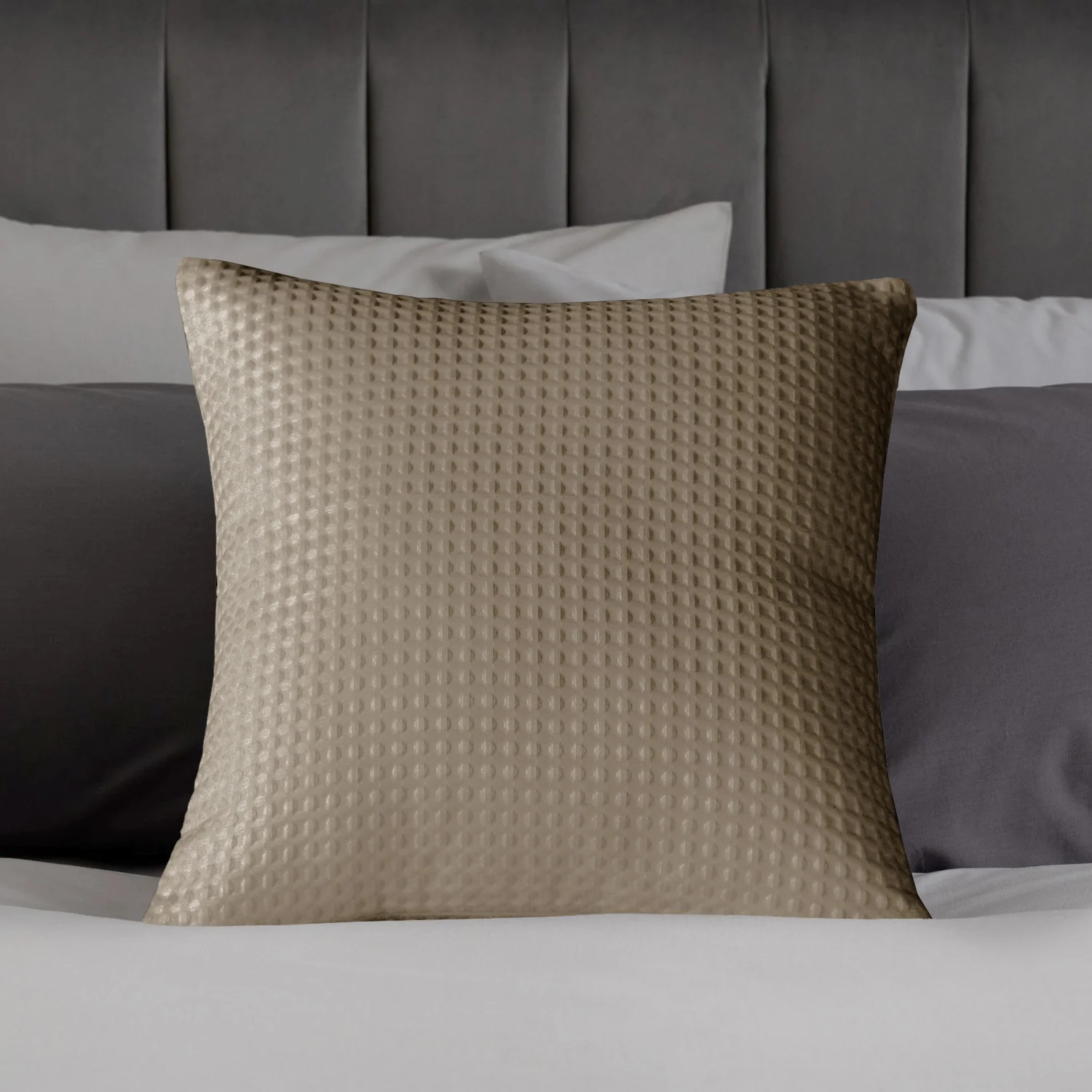 Velosso Luxury Waffle Jacquard 43cm x 43cm Cushion Cover - Natural - Image 2
