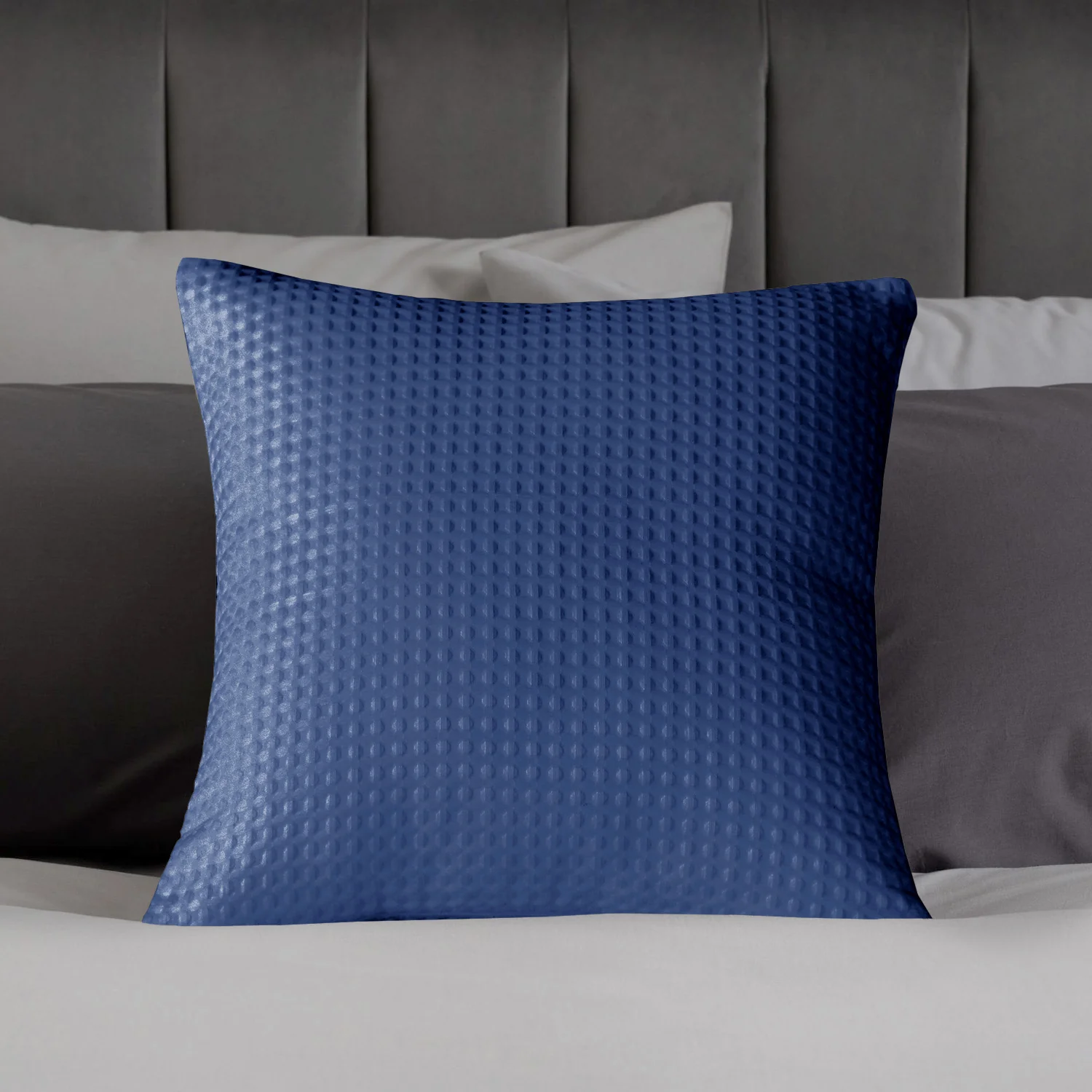 Velosso Luxury Waffle Jacquard 43cm x 43cm Cushion Cover - Navy - Image 2