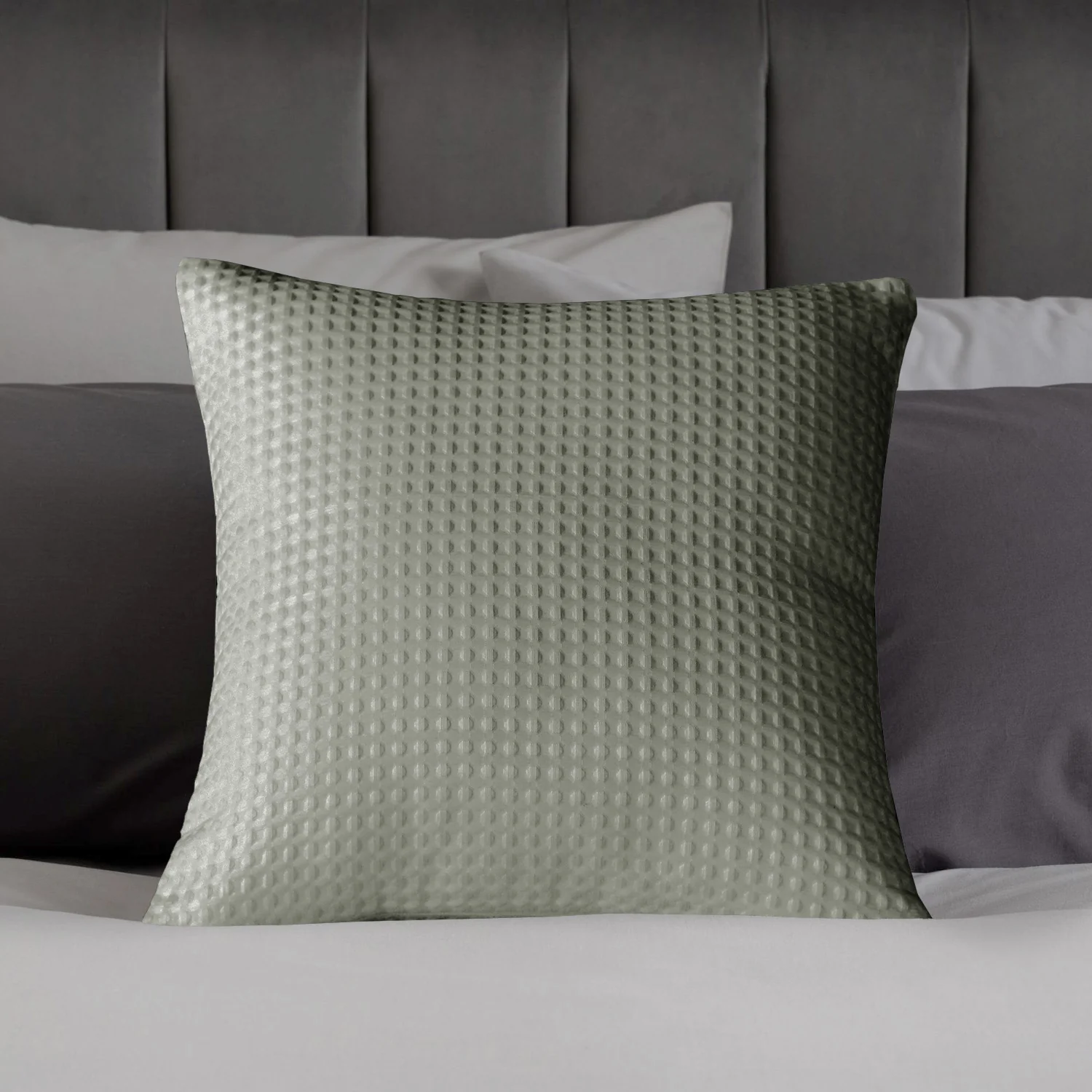 Velosso Luxury Waffle Jacquard 43cm x 43cm Cushion Cover - Sage - Image 2
