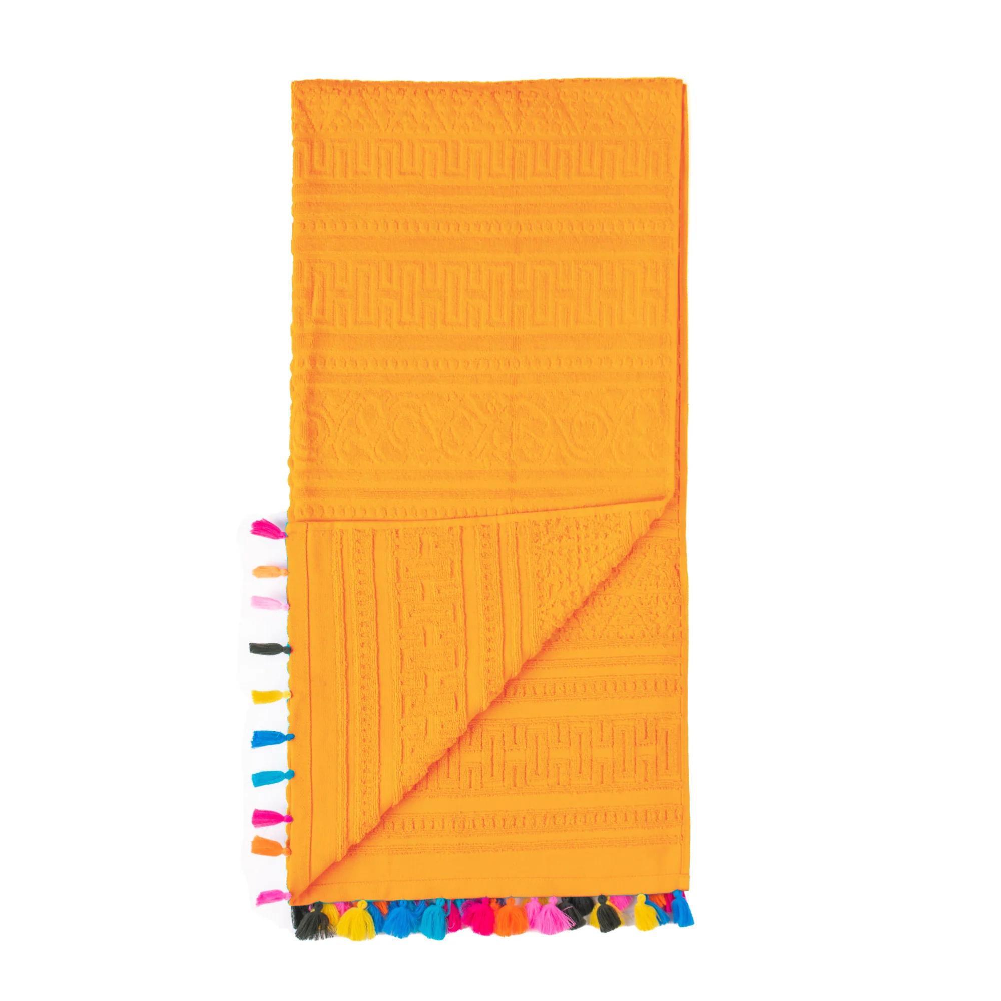 Velosso Orange Velour Tassle Beach Towel