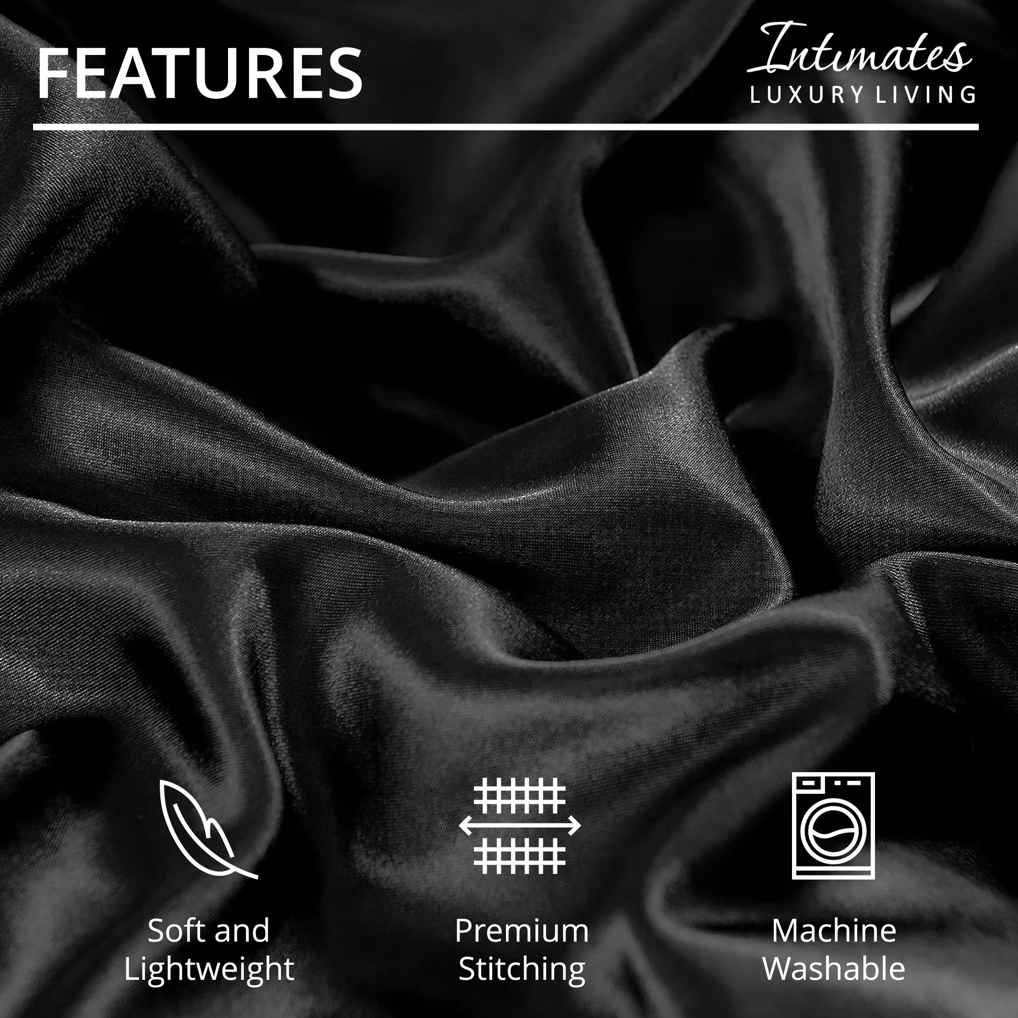 Velosso Satin Reversible Black Duvet Cover, Pillowcase & Fitted Sheet Set - Image 2