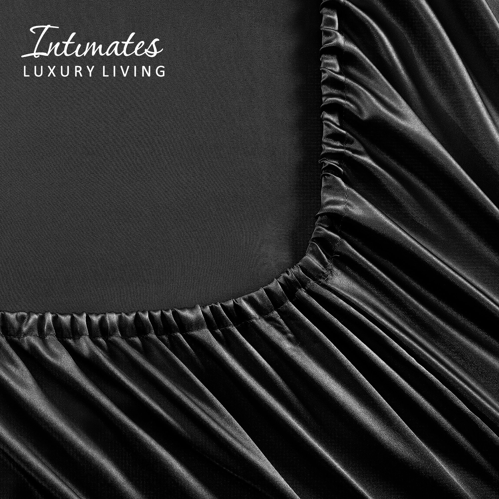 Velosso Satin Reversible Black Duvet Cover, Pillowcase & Fitted Sheet Set - Image 3