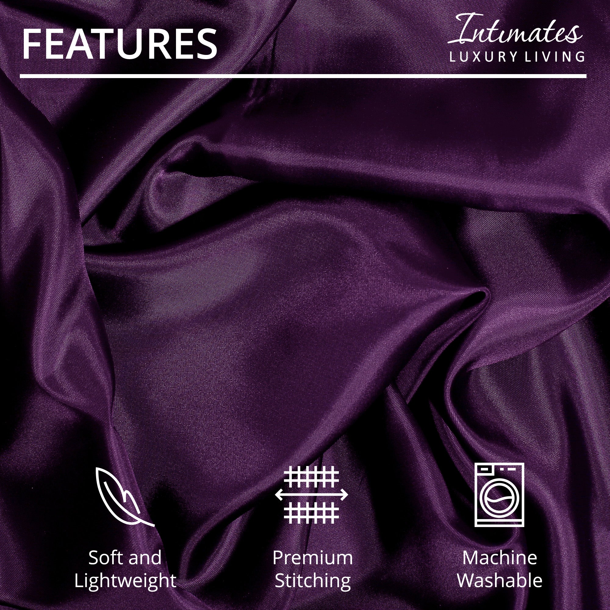 Velosso Satin Reversible Purple Duvet Cover, Pillowcase & Fitted Sheet Set - Image 2