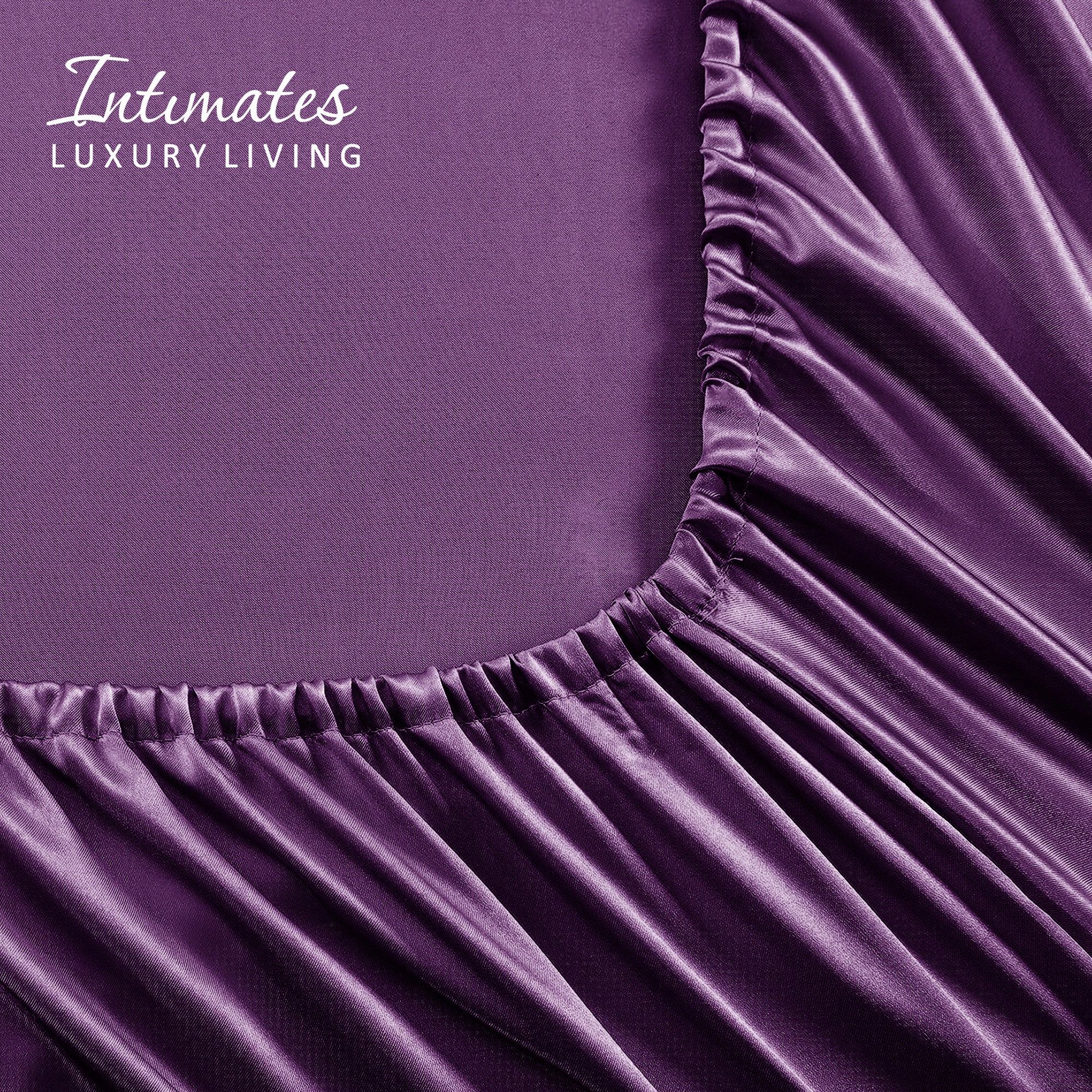 Velosso Satin Reversible Purple Duvet Cover, Pillowcase & Fitted Sheet Set - Image 3