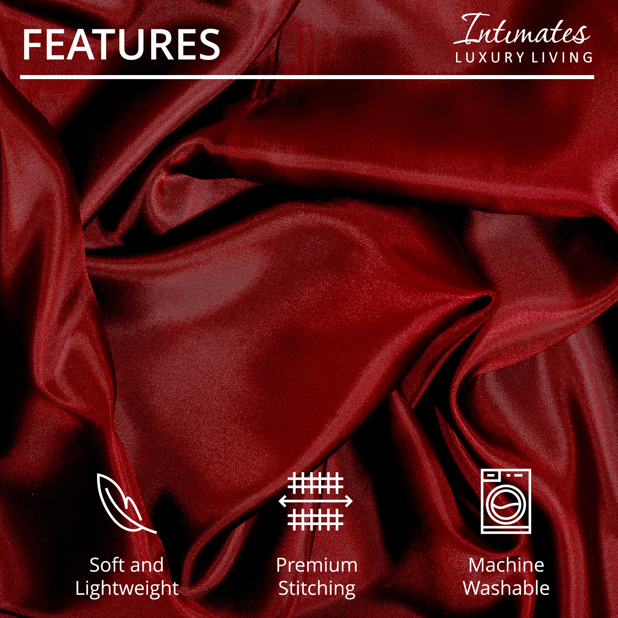 Velosso Satin Red Reversible Duvet Cover Pillowcase & Fitted Sheet 6 Piece Bedding Set - Image 2