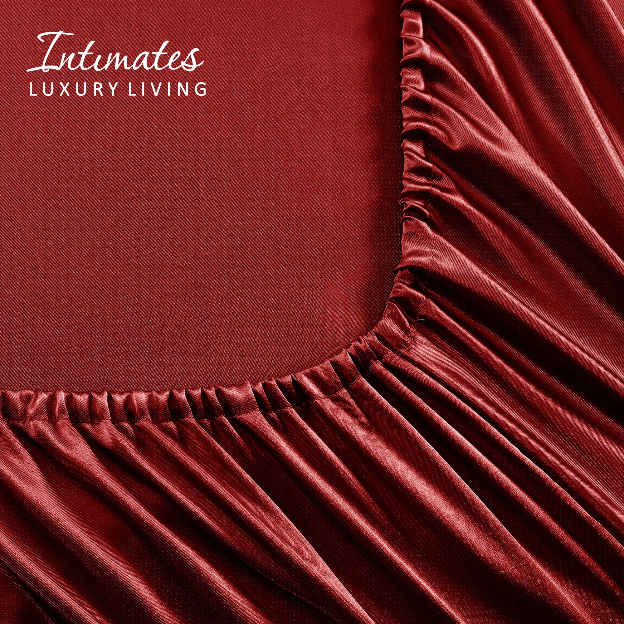 Velosso Satin Red Reversible Duvet Cover Pillowcase & Fitted Sheet 6 Piece Bedding Set - Image 3