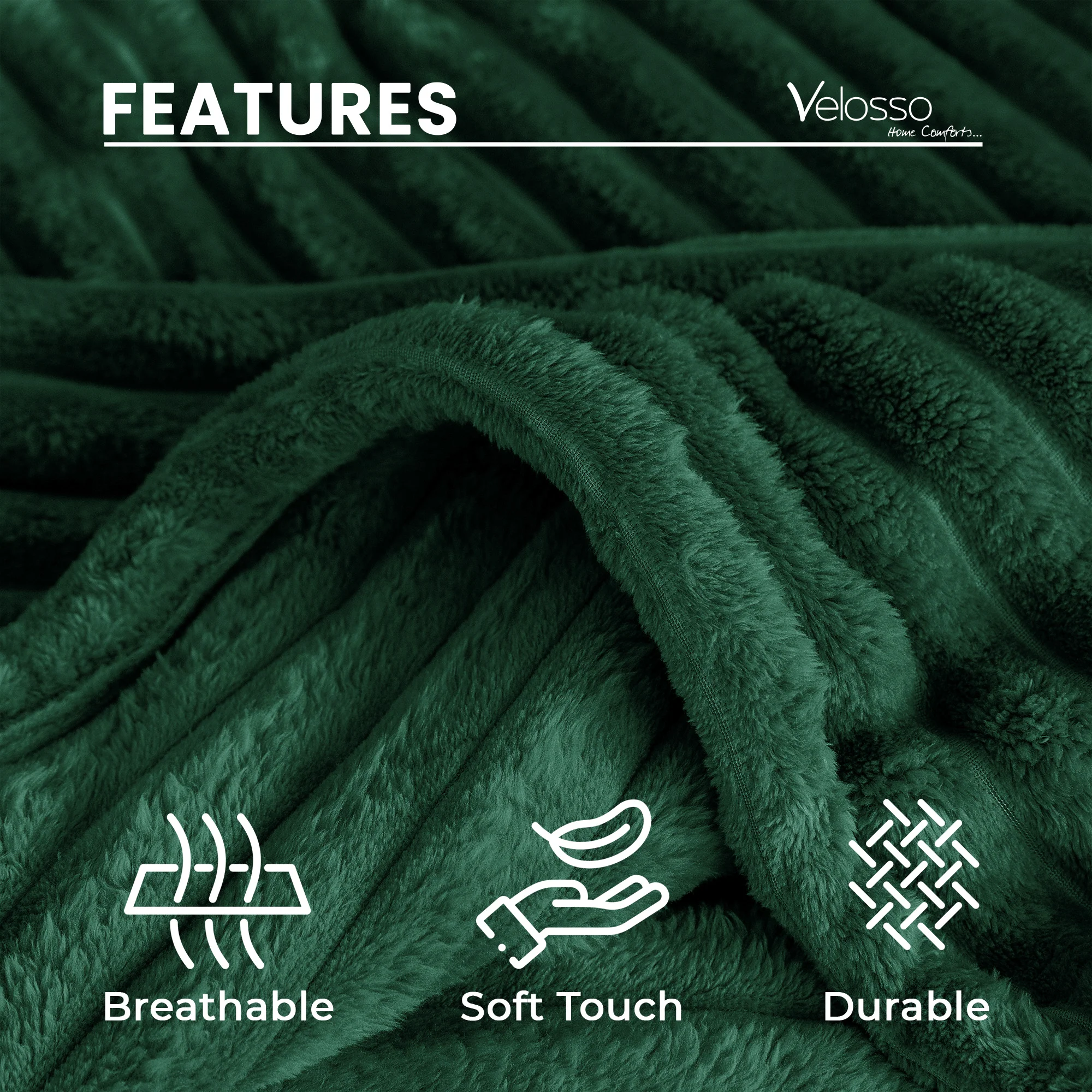 Velosso Emerald Super Chunky Cord Faux Mink Blanket - Image 4