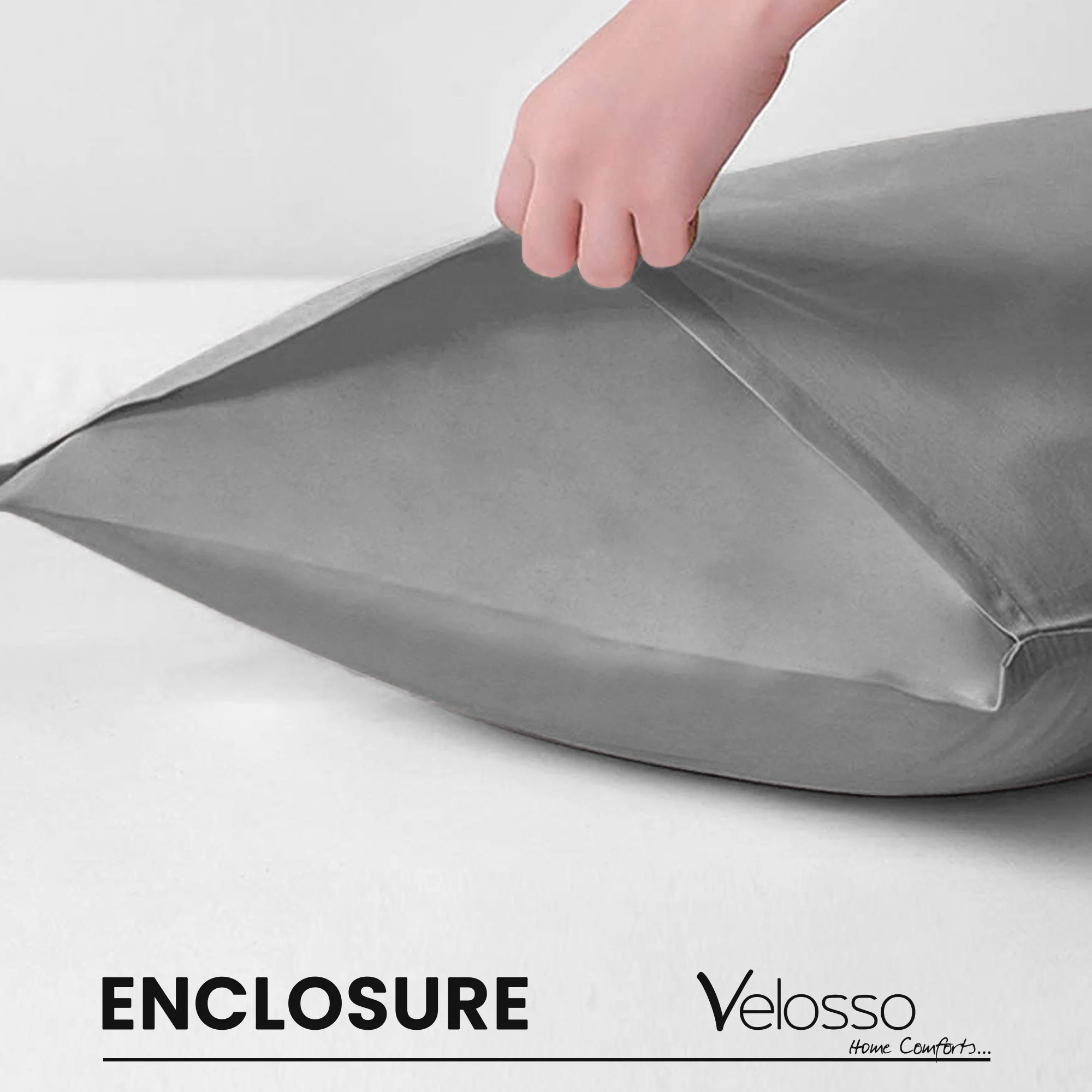 Velosso Super Soft 2 Pack Plain Grey Microfibre Pillowcases - Image 3