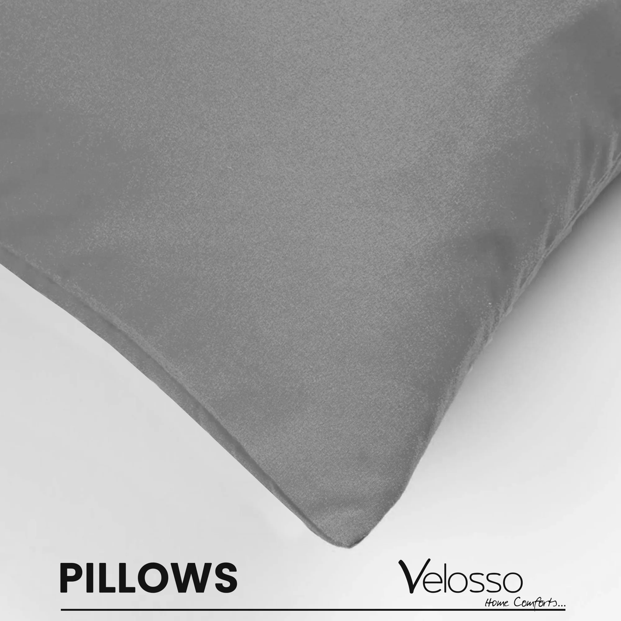 Velosso Super Soft 2 Pack Plain Grey Microfibre Pillowcases - Image 4