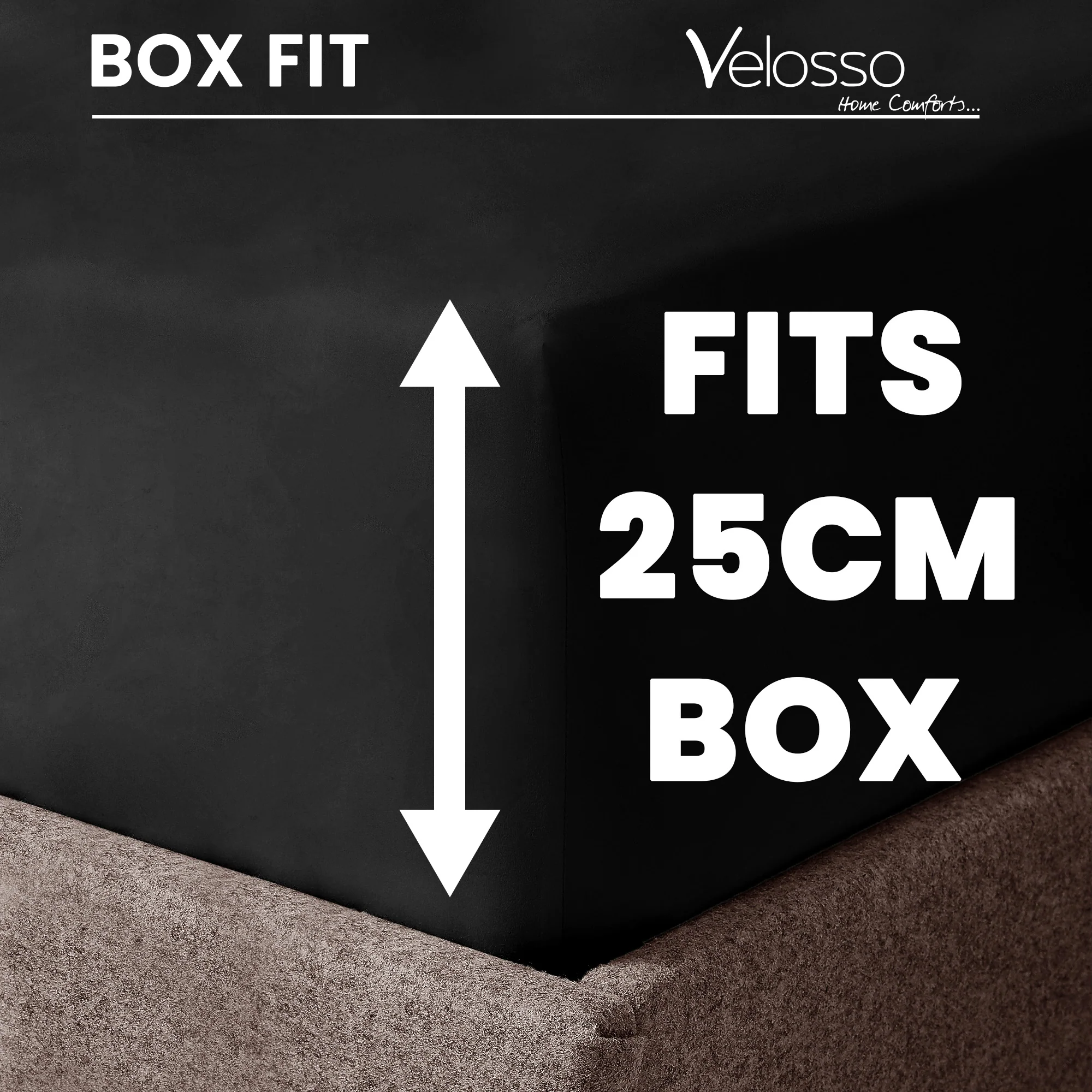 Velosso Super Soft Plain Black Microfibre Fitted Sheet - Image 2