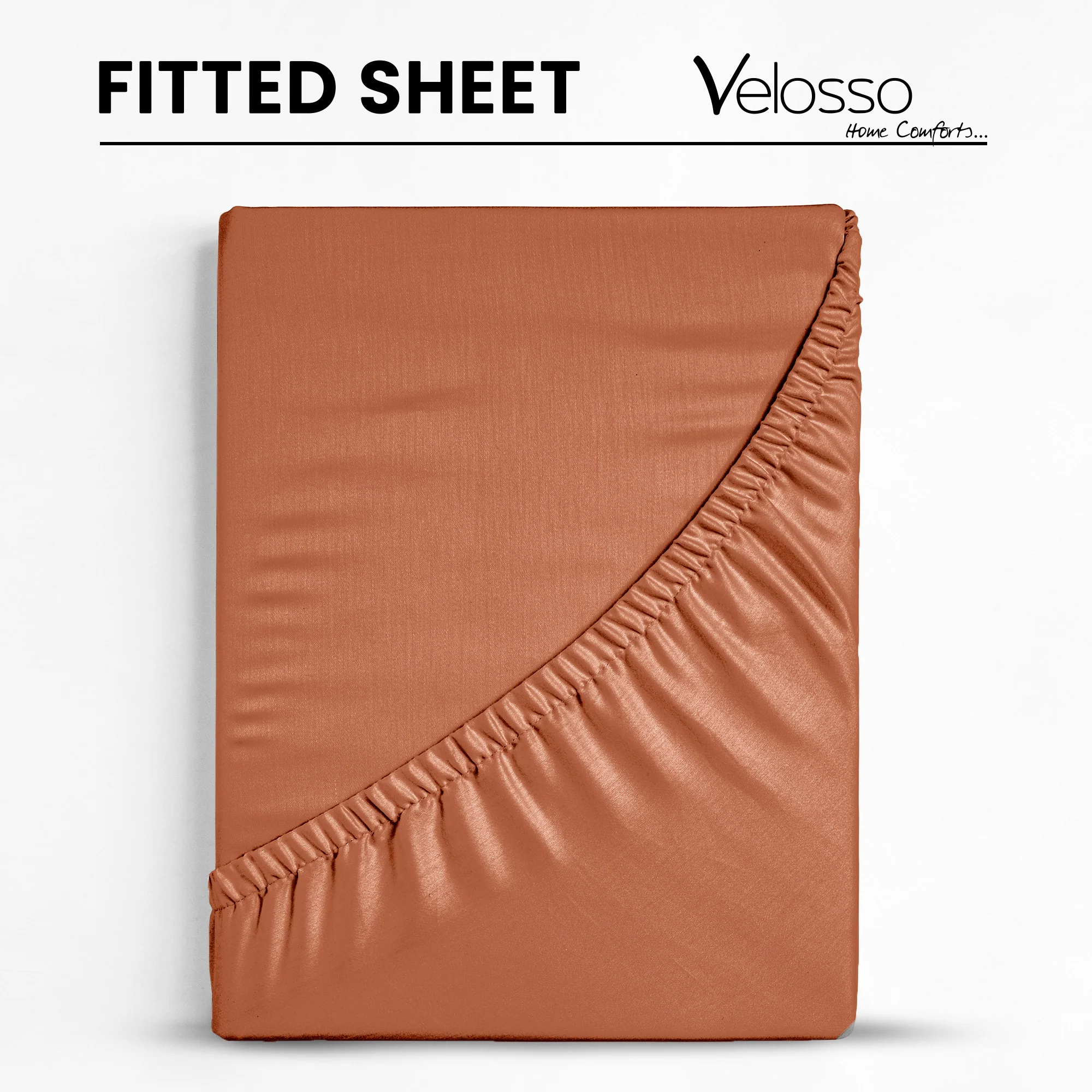 Velosso Super Soft Plain Orange Microfibre Fitted Sheet - Image 3