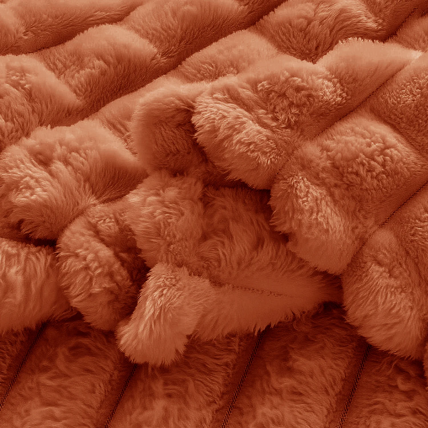 Velosso Super Chunky Waffle Plush Soft Blanket - Rust - Image 4